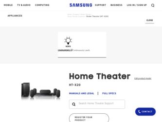HT-X20 driver download page on the Samsung site