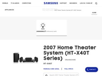 HT-X40T driver download page on the Samsung site