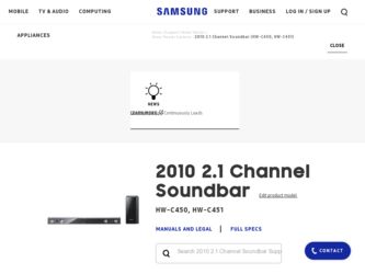 HW-C451 driver download page on the Samsung site