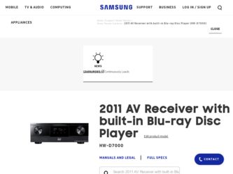 HW-D7000 driver download page on the Samsung site
