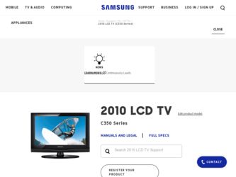 LN19C350D1D driver download page on the Samsung site