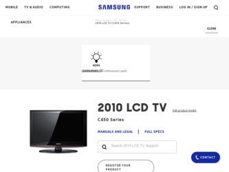 LN19C450E1D driver download page on the Samsung site