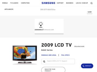 LN22B460B2D driver download page on the Samsung site