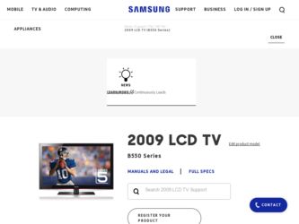 LN32B550K1F driver download page on the Samsung site