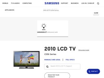 LN32C530F1F driver download page on the Samsung site