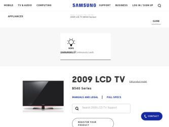 LN40B540P8F driver download page on the Samsung site