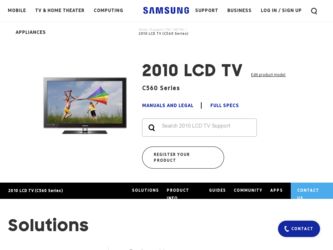LN40C560J2F driver download page on the Samsung site