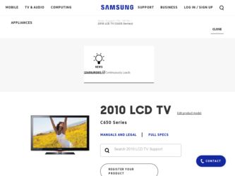 LN40C650L1F driver download page on the Samsung site