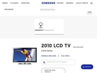 LN40C670M1F driver download page on the Samsung site