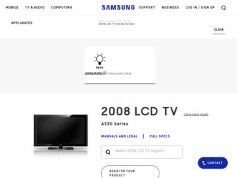 LN46A530P1F driver download page on the Samsung site