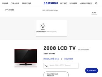 LN46A650A1F driver download page on the Samsung site