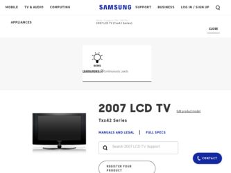LNT3242H driver download page on the Samsung site