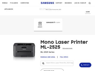 ML-2525 driver download page on the Samsung site