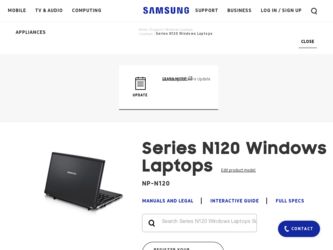 NP-N120 driver download page on the Samsung site