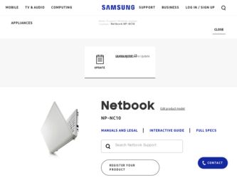 NP-NC10 driver download page on the Samsung site
