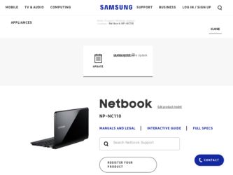 NP-NC110 driver download page on the Samsung site