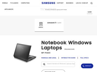 NP-P460I driver download page on the Samsung site