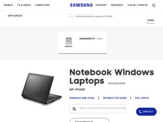 NP-P560E driver download page on the Samsung site