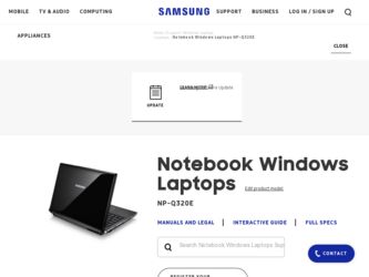 NP-Q320E driver download page on the Samsung site