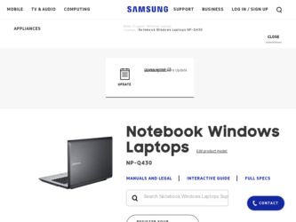 NP-Q430 driver download page on the Samsung site