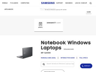 NP-Q430H driver download page on the Samsung site