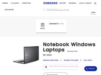 NP-Q530 driver download page on the Samsung site
