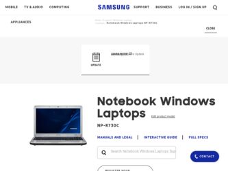 NP-R730C driver download page on the Samsung site