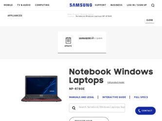 NP-R780E driver download page on the Samsung site