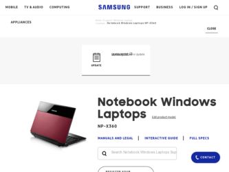 NP-X360 driver download page on the Samsung site