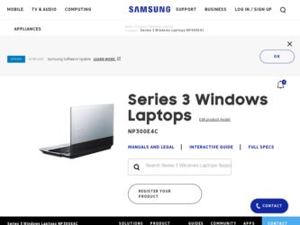NP300E4C driver download page on the Samsung site