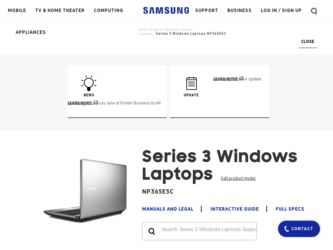 NP365E5C driver download page on the Samsung site