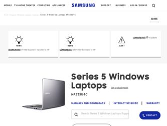 NP535U4C driver download page on the Samsung site