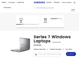 NP780Z5E driver download page on the Samsung site