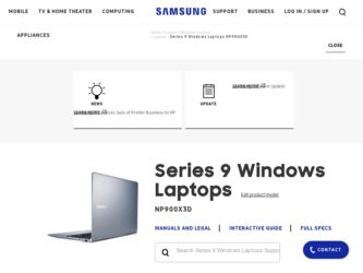 NP900X3D driver download page on the Samsung site
