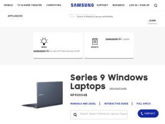 NP900X4B driver download page on the Samsung site