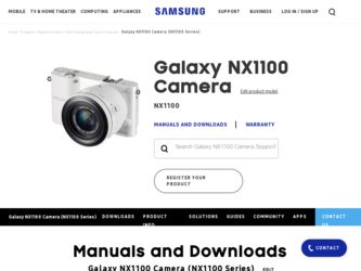 NX1100 driver download page on the Samsung site