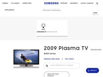 PN50B450B1D driver download page on the Samsung site