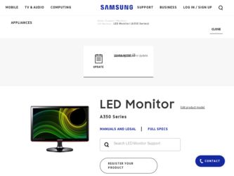 S23A350H driver download page on the Samsung site