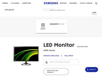 S23A550H driver download page on the Samsung site