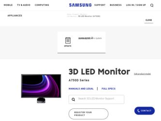 S23A750D driver download page on the Samsung site