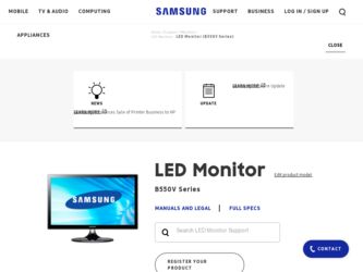 S23B550V driver download page on the Samsung site