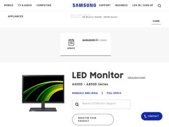 S24A850DW driver download page on the Samsung site