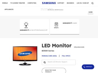 S24B350HL driver download page on the Samsung site