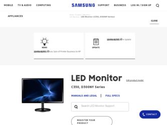 S24C350HL driver download page on the Samsung site