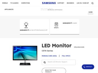 S24C570HL driver download page on the Samsung site