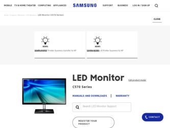 S27C570H driver download page on the Samsung site