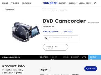 SC DC173U driver download page on the Samsung site