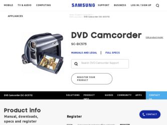 SC-DC575 driver download page on the Samsung site