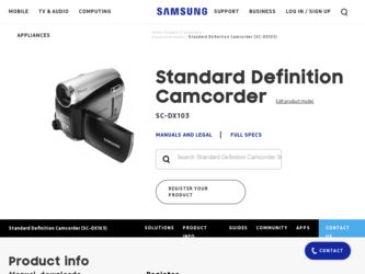 SC DX103 driver download page on the Samsung site