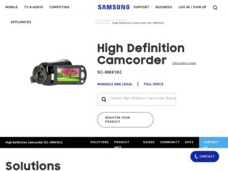 SC-HMX10C driver download page on the Samsung site